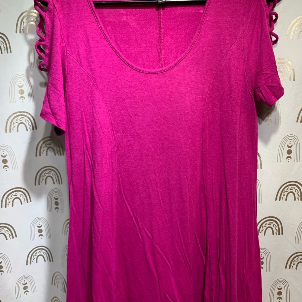 NAIF Fuchsia Blouse with Cutout Sleeves